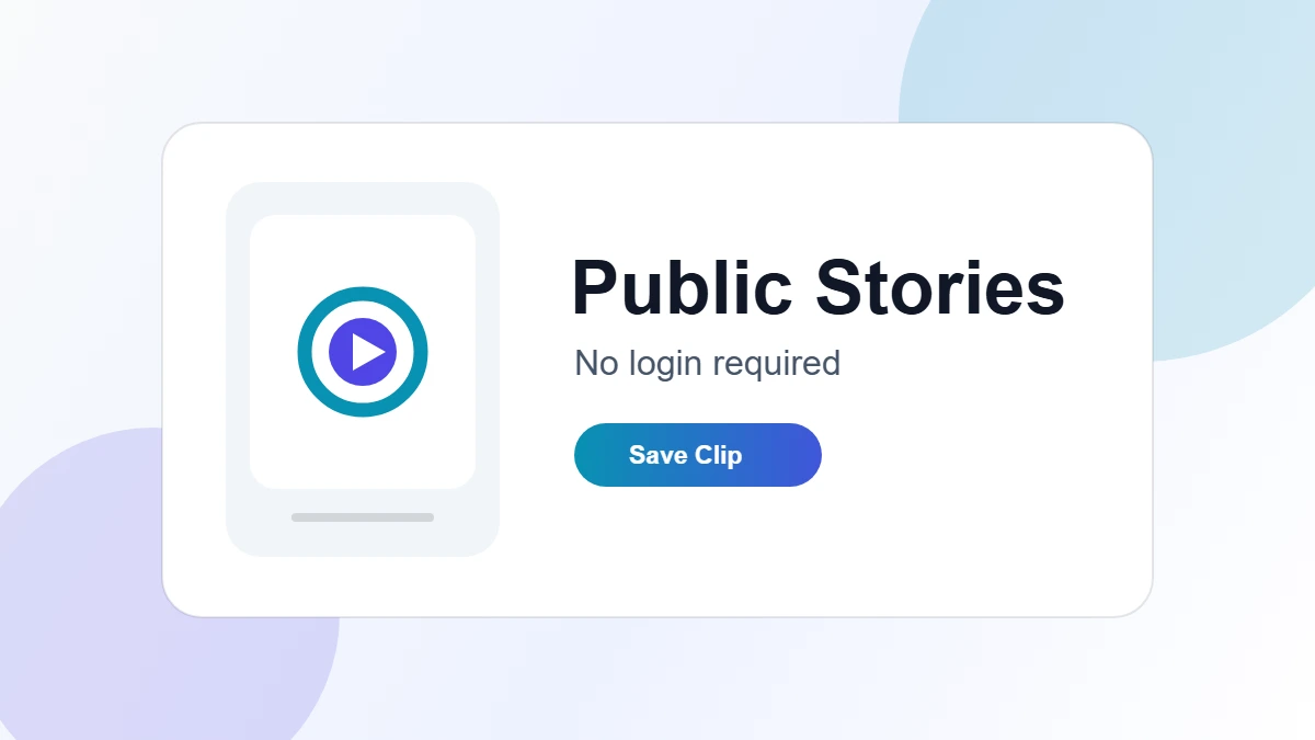 Public Instagram story ring on a phone with a browser download arrow