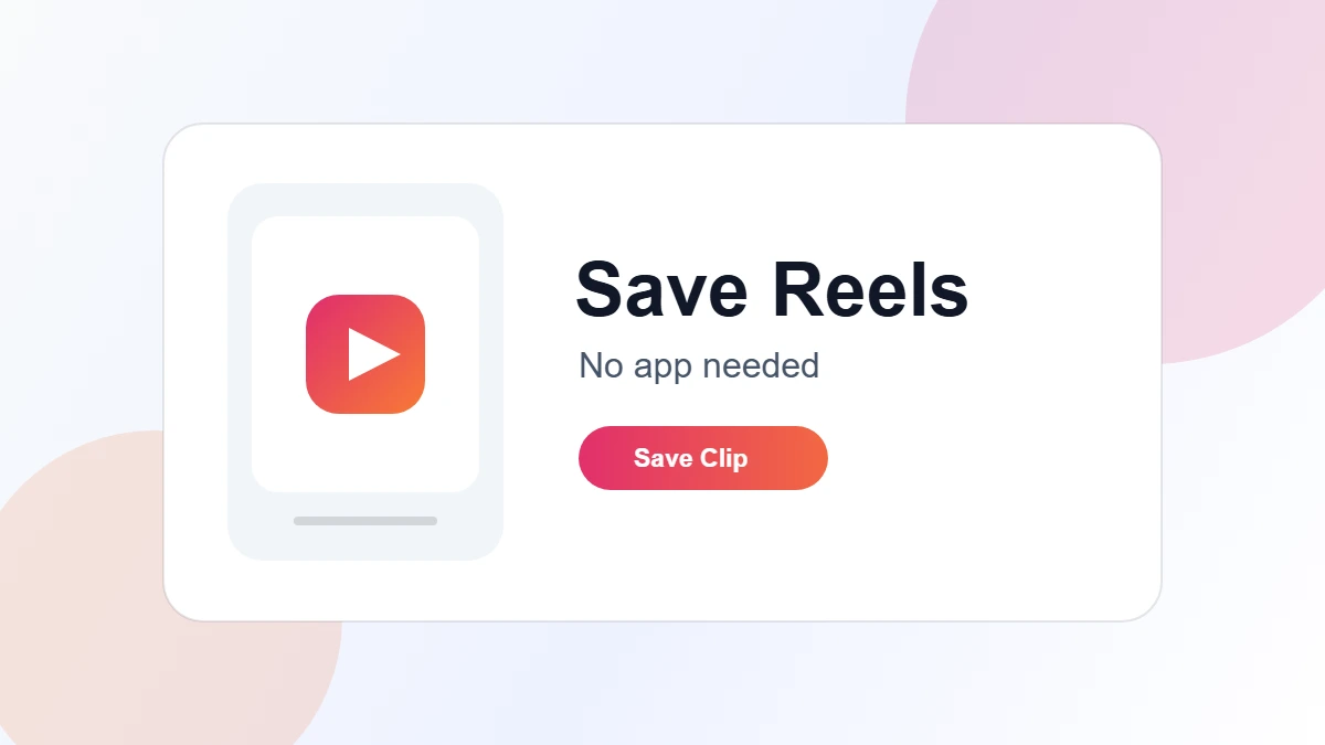 Phone screen with saved Instagram reels and a simple download symbol