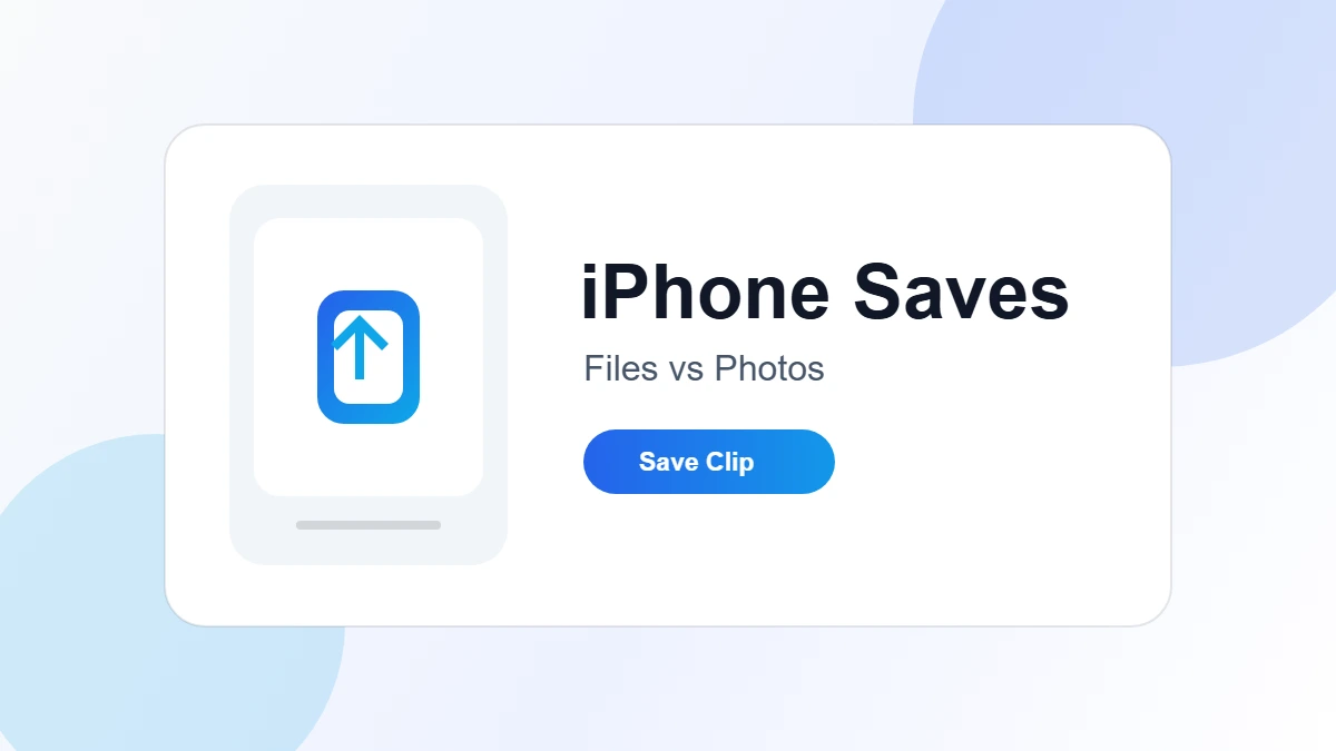 iPhone showing a downloaded video in the Files app and Photos icon